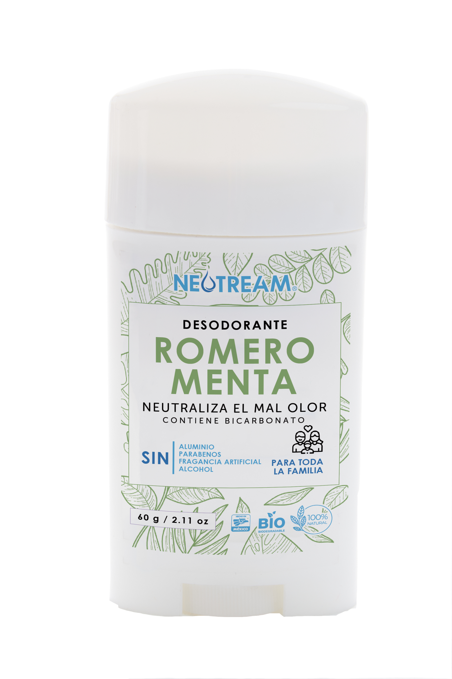 Caja con 56 piezas de Desodorante en Barra Romero Menta 60 gramos