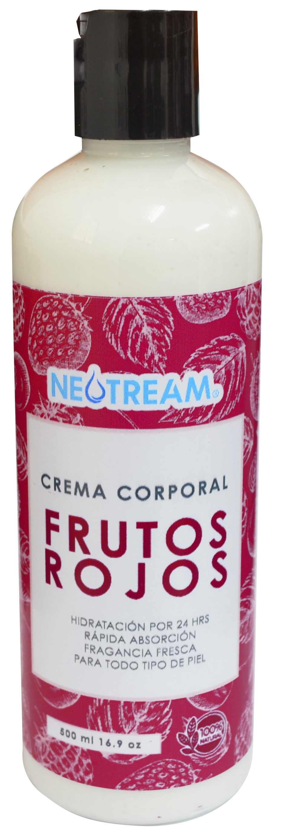 Caja con 25 piezas de Crema Corporal Frutos Rojos 500 ml