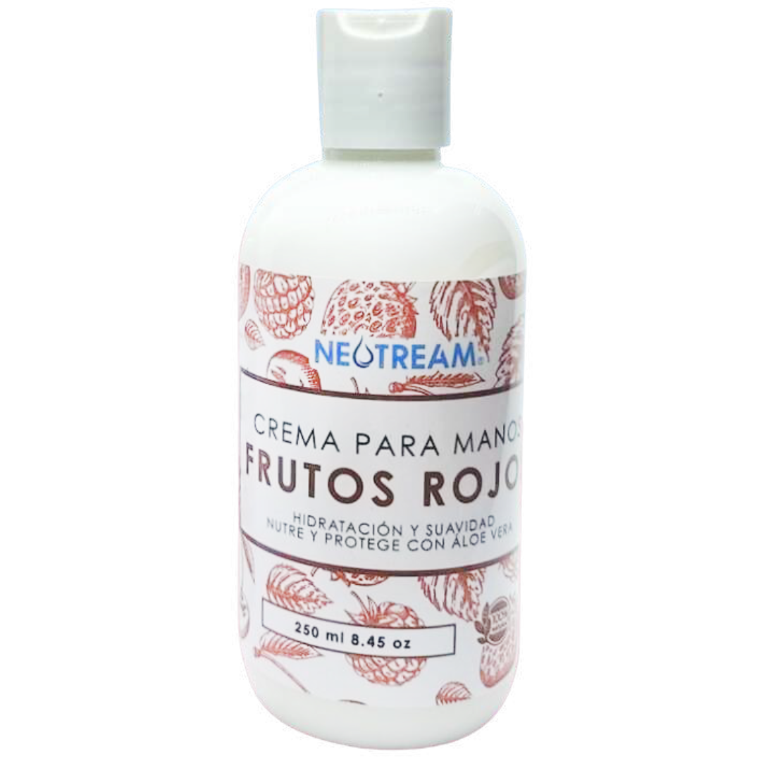 Caja con 48 piezas de Crema para Manos Frutos Rojos 250 ml